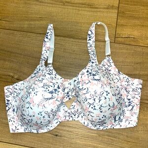 Jessica Simpson Floral Bra 42C Wide Band Soft Cup Underwire Feminine Coquette